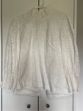 Buru Ivory Floral Jacquard Blouse